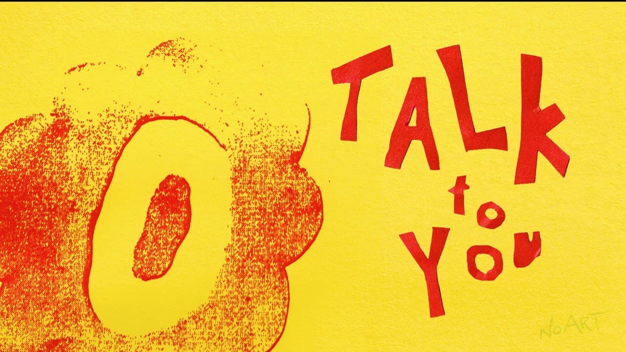 Hand-cut red paper letters spelling 'Talk to You' beside a large red print of an open mouth on yellow paper, the single artwork for ANOTR and 54 Ultra's 'Talk To You'