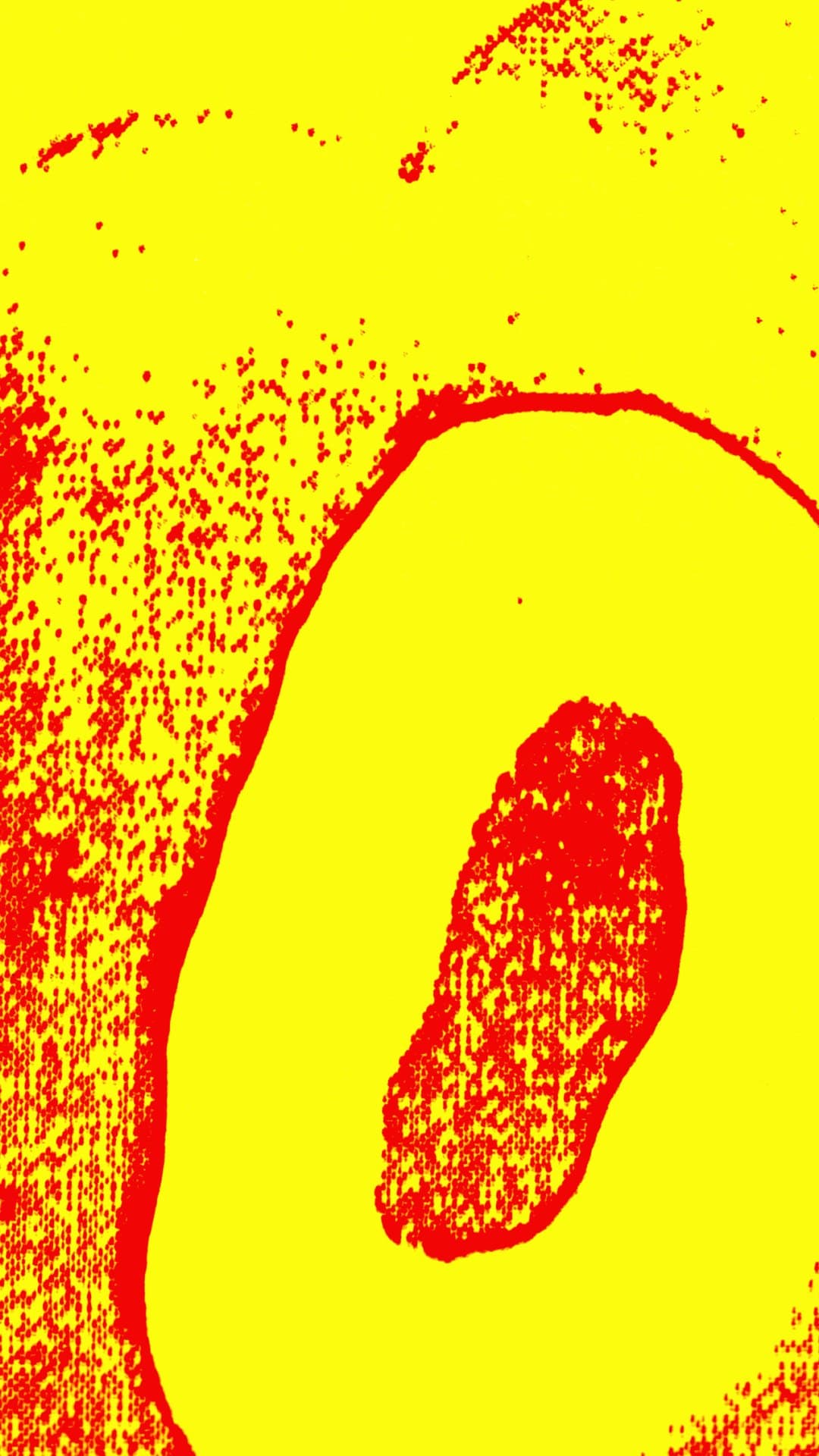 A large red risograph print of an open mouth on yellow paper, close up, from the single artwork for ANOTR and 54 Ultra's 'Talk To You'